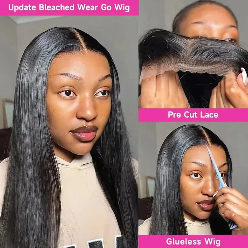 5x5 Pre Cut Hd Lace Closure Wigs Glueless Wigs Human Hair 200% Ready To Wear Bone Straight Lace Front Wigs Human Hair For Women