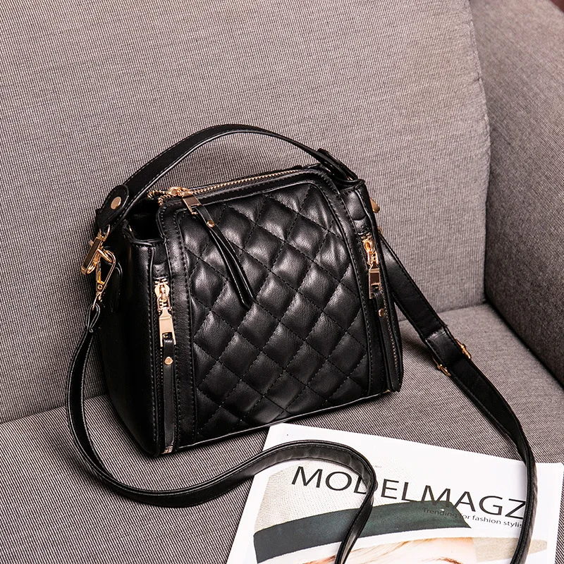 Female bag female new European and American fashion bucket handbag rhombus messenger shoulder bag trendy female bag