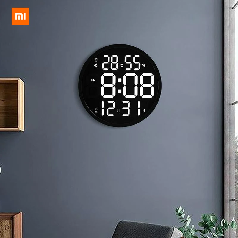 Digital Electronic LED Wall Clock Luminous Large Temperature And Humidity Modern Design 12 Inches | Электроника