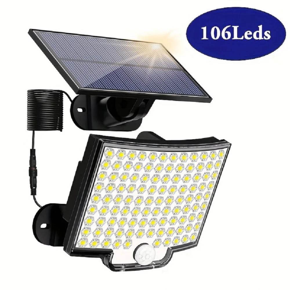 106Led Split Solar Lamp 3 Modalità Di Illuminazione Decorazione Esterna Lampada Da Parete A Luce Solare Sensore Di Movimento Pir Lampada Da Garage Da 