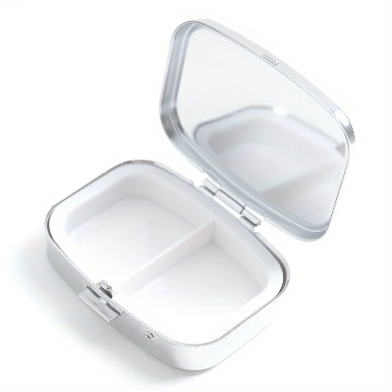 Square Medicine Box Dreamy Dragonfly Design 2-compartment Pill Organizer Stylish Metal Container Personal Medication