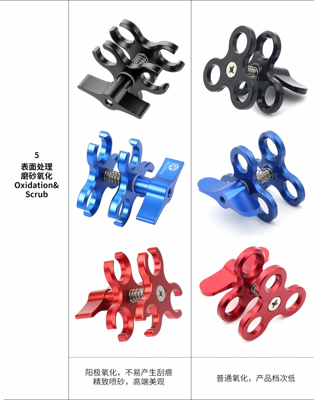 CNC Schmetterling Clip Arm Tauchen Licht Tablett Halterung Klemme Kugelkopf Clip für GoPro 13 für Insa360 X4 Dual Handheld Grip Verlängerung – Detail 12