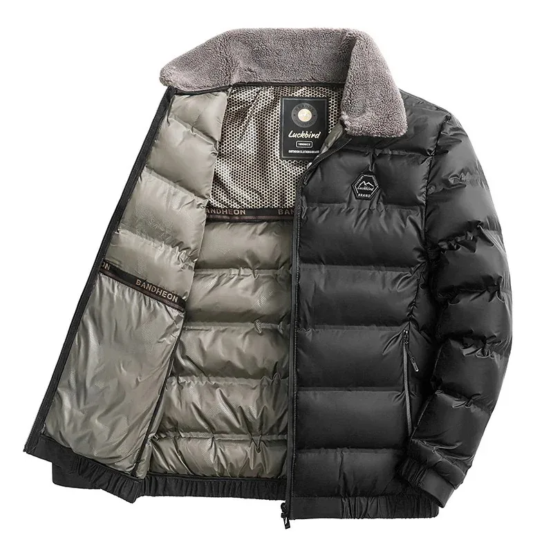 Winter Jacket Men Fleece Collar Graphene Self-heating Thicken Warm Casual Parkas Man Quality Cold Protection Coat Male Overcoat
