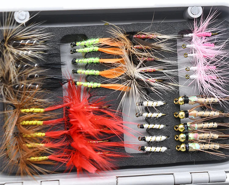 Fly Fishing Flies Kit, 40-56Pcs Handmade Fly Fishing Gear With Dry/Wet Flies, Streamers, Fly Assortment Trout Bass Flies Set