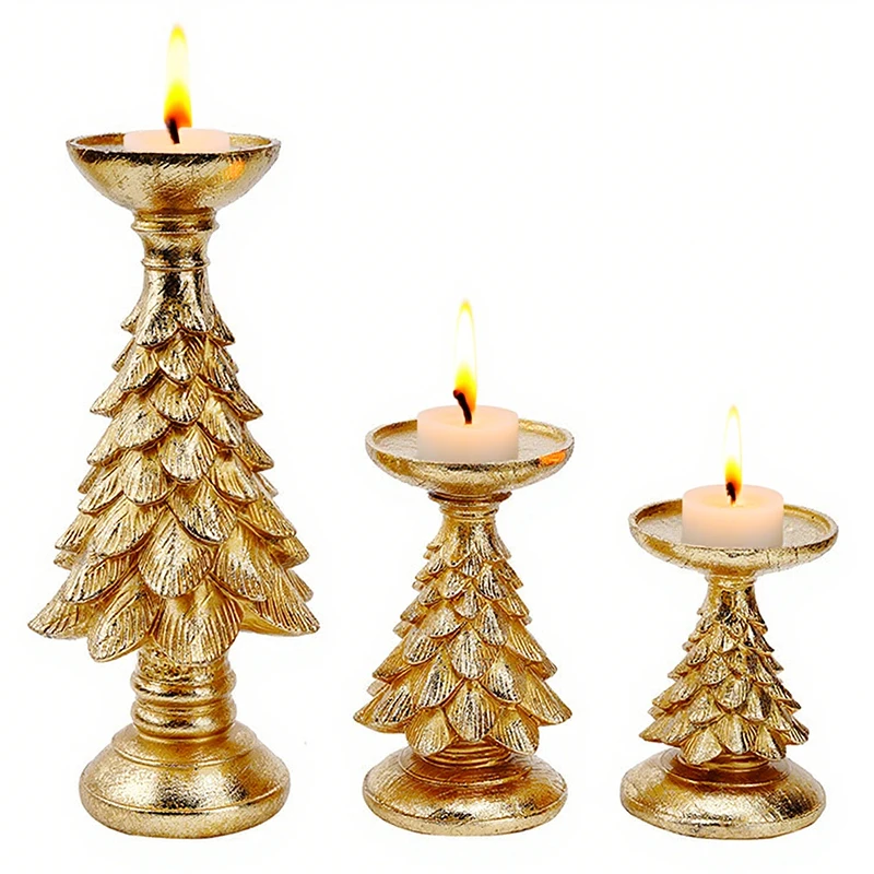 Christmas Tree Candle Holder Modern Resin Statue Candleholder For Decoration Candlesticks Living Room Sculpture Home Decor Table