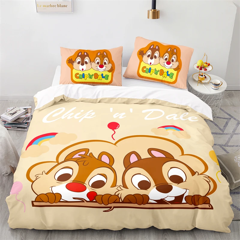 Cute Chip 'n' Dale Character Printed Duvet Cover Set Pillowcase Twin Full Queen King Cartoon 3d Bedding Set Bedclothes Bedding