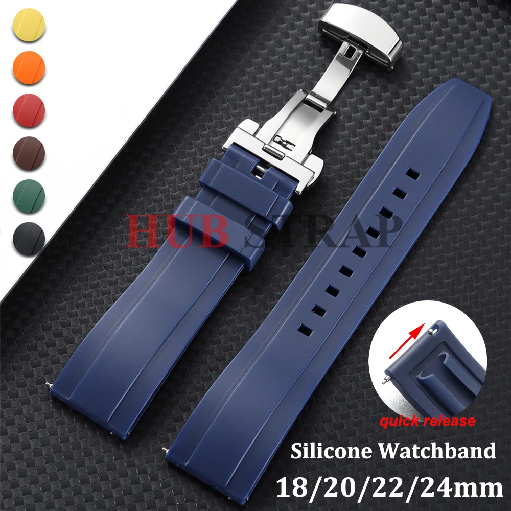 Quick Release Silicone Watch Strap - Premium Rubber Wristband for Women & Men, Tropic Style - Available in Multiple Sizes