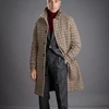 Men Coat Long Overcoat Men Suits Button Shawl Lapel Formal Work Wear Winter Warm Plaid Stripe  Plus Size Custom Made Tailored 4