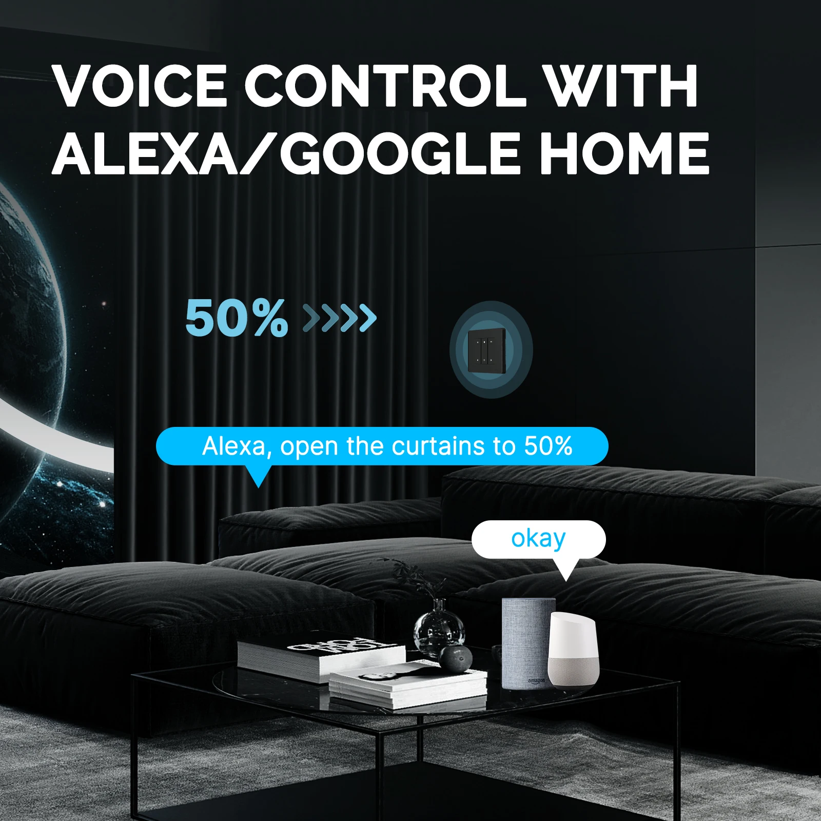Smart ZigBee Star Ring Curtain Switch For Roller Shutter Electric Curtains Blind
