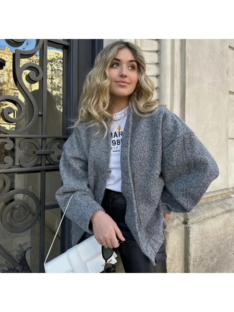 Jaquetas casuais para mulheres moda chique senhora mangas compridas mock pescoço casaco quente superior feminino outono outwear casacos bomber