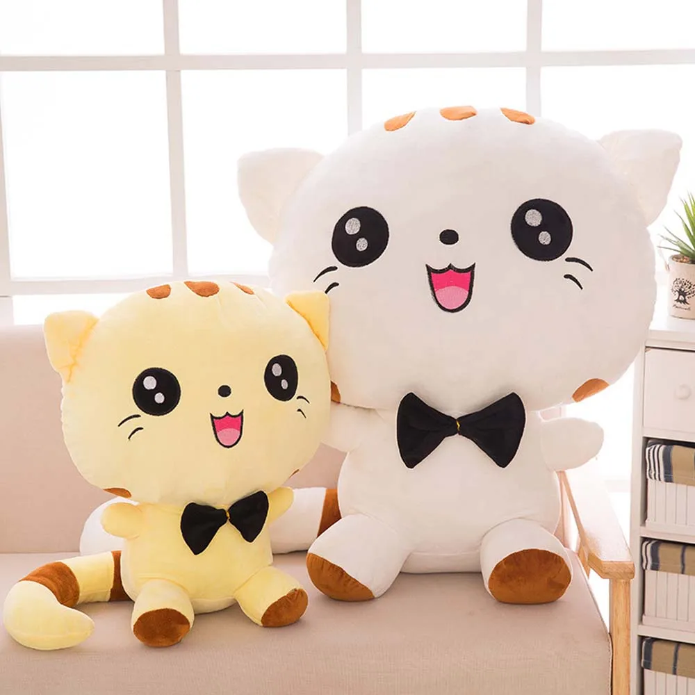 귀여운 큰 얼굴 나비 넥타이 고양이 봉제 장난감 인형, 20cm 어린이, 진정 인형 베개,  좋아하는 생일 크리스마스 선물, 인기 판매