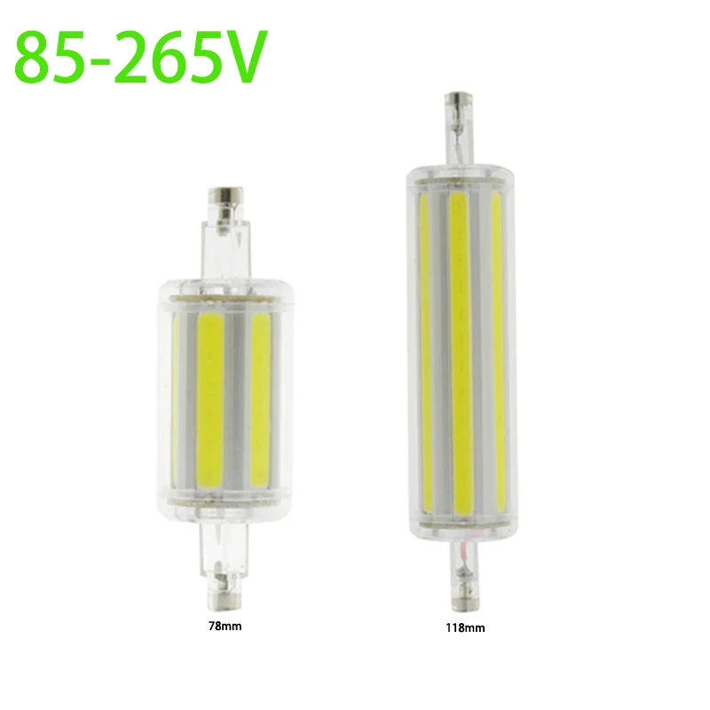 High Power COB R7s LED Acrylic Tube 78mm 118mm J78 J118 Spotlight Lights Bulb AC110V 220V 230V 240V Home Replace Halogen Lamp