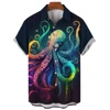 Hawaiian Shirts for Men Casual Tees Sea Life Pattern Short Sleeve Top Summer Fashion Shirt  Octopus Print T-Shirt Men's Clothing 2