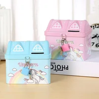 Piggy Bank Girls Coin Birthday Gift for Banks Metal House Cartoon Kids Little Toys 2