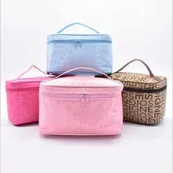 New European and American cosmetic bag portable square bag large capacity with mirror wash bag cosmetic box makeup organizer