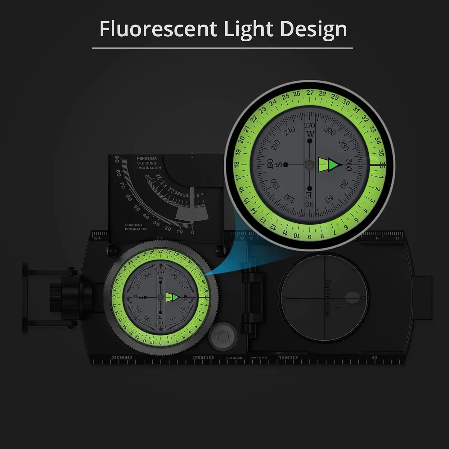 Enhanced Military-Grade Multifunctional Navigation Compass - Waterproof and Durable Design with Inclinometer Capability