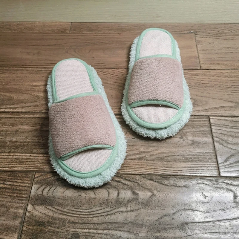 Microfibre Mop Slippers Solid Color Simple Wipeable Floor Mopping Sweeping Wood Floor Tile Cleaning Slippers Lazy microfibre mop slippers