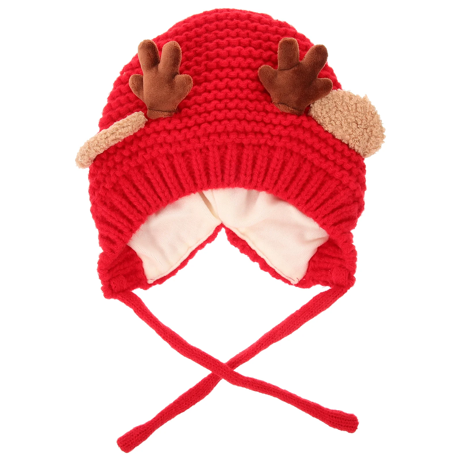 

Reindeer Antler Beanie Cap Knitted Warm Winter Hats Adorable Crochet Hat with Earflaps Christmas Gift for Toddler Boy Girl (