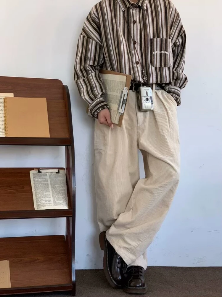 Vintage Corduroy Wide Leg Pants for Men Women men cargo pants wide leg pants