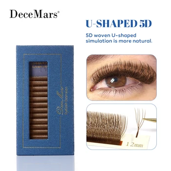 DeceMars U-Shaped 5D Brown Eyelash Extensions (12lines/Tray) for Makeup 1