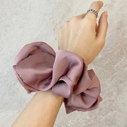 Elegant Oversized Silk Scrunchies - Chiffon Elastic Hair Ties & Headwear (Korean powder)