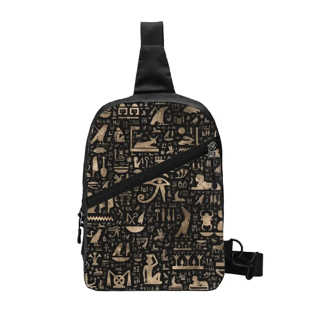

Casual Ancient Egyptian Hieroglyphs Crossbody Sling Backpack Men Egypt Symbol Shoulder Chest Bags for Travel Cycling