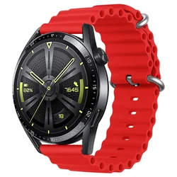 Silicone Ocean Strap - 20mm/22mm Size Adjustable Fitness Watch Band Bracelet for Forerunner55 158 165 (Red)
