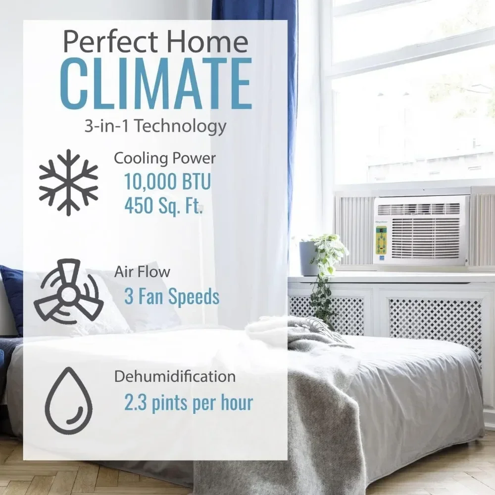 10,000 BTU Window-Mounted Air Conditioner with Follow Me LCD Remote Control, White 5