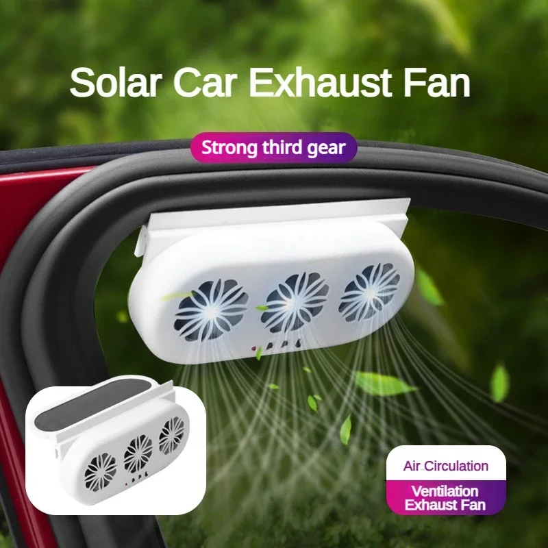 Solar Car Exhaust Fan in-car Air Circulation Cooling 3 USB Rechargeable Ventilation Fan Cooling Smoke Exhaust for Car SUV electric fan car fan