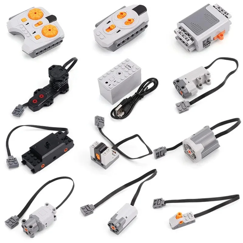 Electric Motor Set the Car Remote Control Battery Box Switch with Led Light Power Function MOC Building Blocks Cars Motor Toys 2