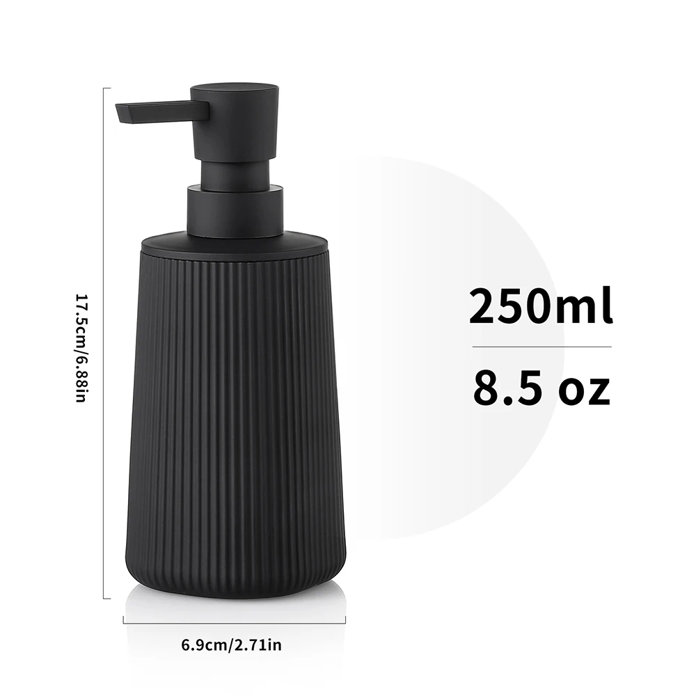 Hand Soap Dispenser for Bathroom and Kitchen Modern Farmhouse Striped Style Plastic Matte Black,soap dispenser,soap dispenser bottle,foaming soap dispenser,hand sanitizer dispenser