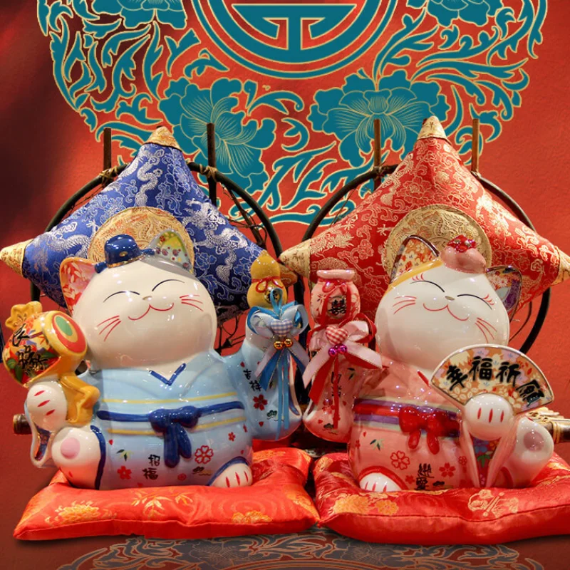 

6/8 Inch Lucky Cat Ornament Japanese Creativity Ceramic Crafts Shop Opening Gifts Entrance Decoration Wine Cabinet Decoration