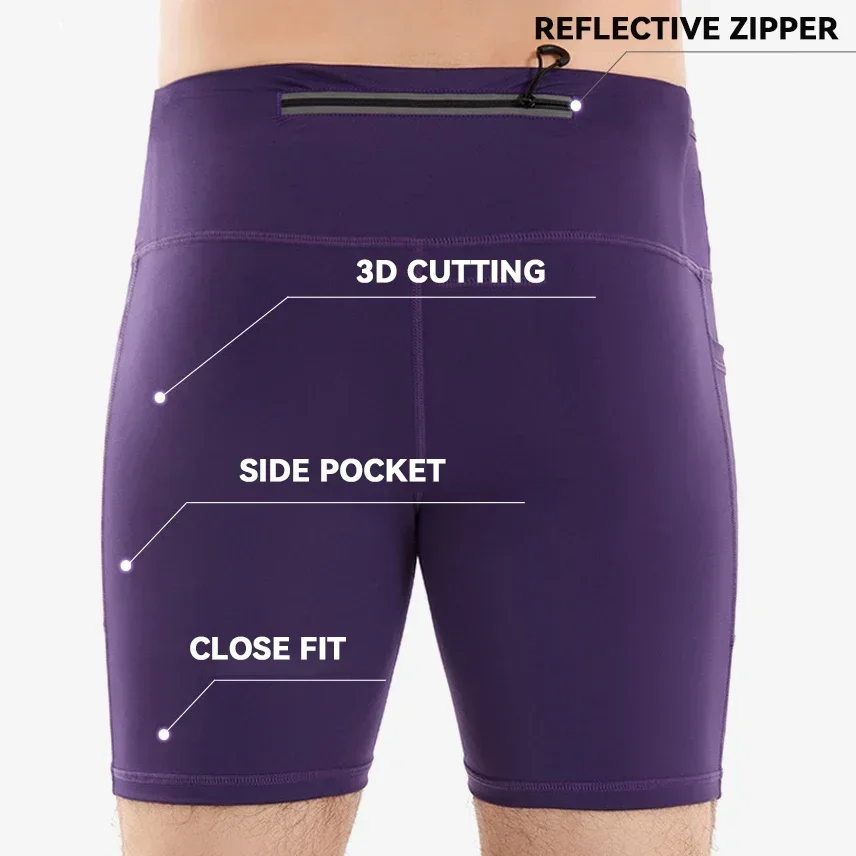 Men Marathon Running Shorts Sports Shorts Sport Shorts Quick Dry Exercise Training Jogging Cycling Fitness Tight Mul-Pockets Compression Shorts 3.0
