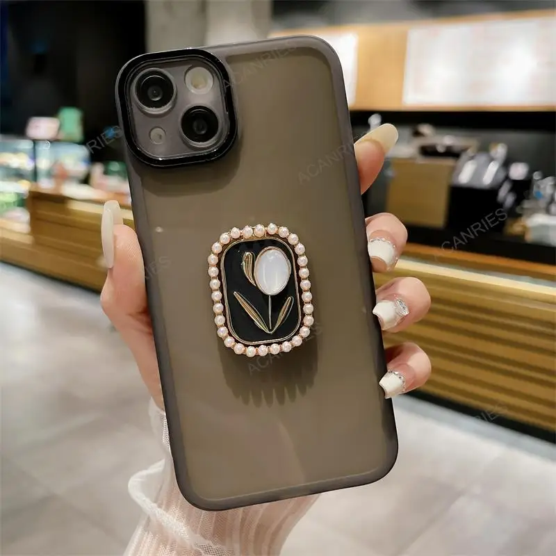 Pour Iphone 14 Pro Max 15 Plus 13 12 11 XS XR X SE 8 7 support tulipe coque souple en silicone transparent Iphone14 housse de support_voghion.com