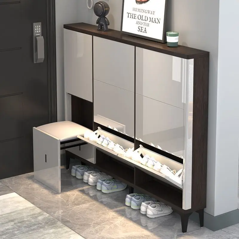 

Indoor Storage Shoes Rack Black Dust Proof Mobile Shelf Shoe Racks Ultra Thin Hallway Rangement Chaussure Furniture Living Room