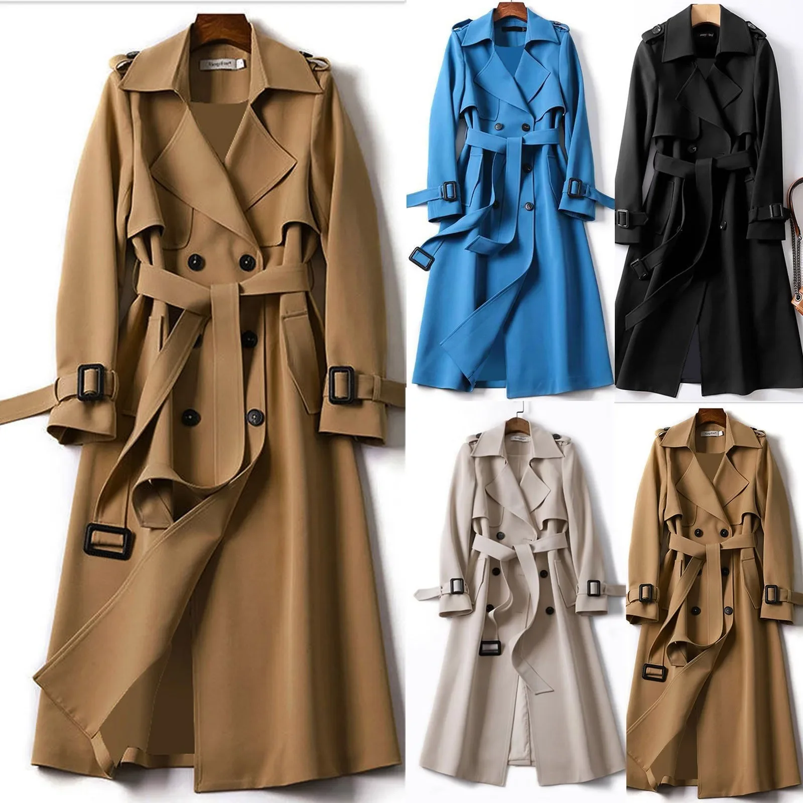 

British style Trenchcoat New Autumn Overcoat Solid Slim Fit Elegant England Style Long Outerwear Windbreaker Ladies Trench Coat