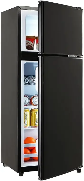 

Compact Double Door Mini Fridge with 7-LEVEL Freezer, 3.5 Cu Ft, Portable Refrigerator for Home, Office, Dorm, Garage or RV, Bla