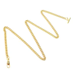 Elegant Vintage Gold - Plated Pocket Watch T - Bar Chain - 65cm (Golden)