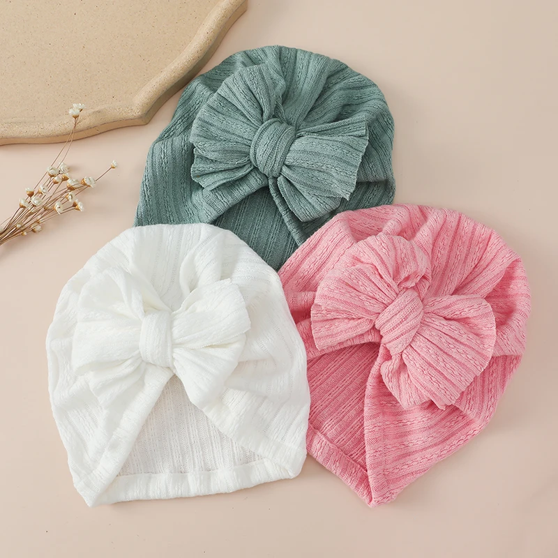 12pc/lot Knotted Hats for Baby Girl Beanie Bow Headband Infant Turban Newborn Head Accessories Winter Hat Warm Bonnet Caps Bulk fake cashmere wrinkle baby turban hat newborn boy girl bow knotted folded headwear infant beanies kids winter hair accessories