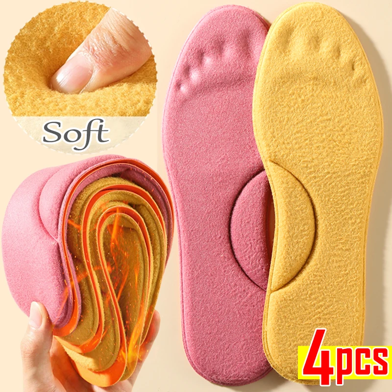 

Winter Fur Self Heating Insoles Foot Thermal Thicken Insole Memory Foam Shoe Pads Warm Sports Shoes Inserts for Women Men