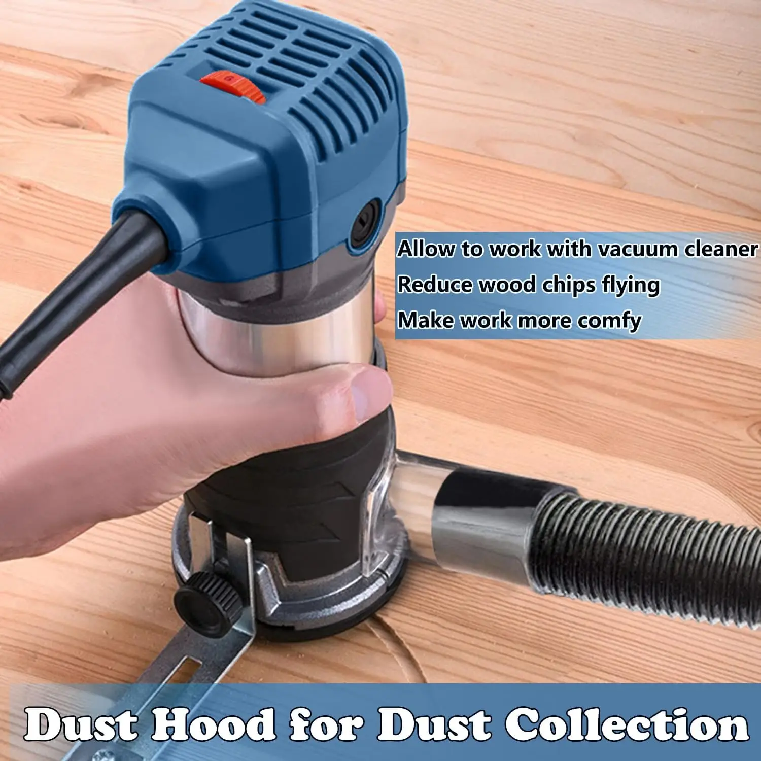Wood Router Tool Electric Trim 6 Variable Speed Compact Palm Router Woodworking with 12 Wood Bits