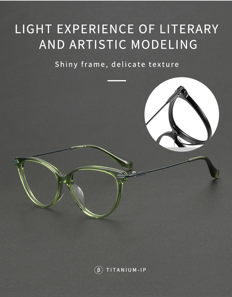 BLMUSA (L) Mode Titan Cat Eye Rahmen Myopie Brillen Hohe Qualität Frauen Acetat Progressive Büro Brillen – Detail 11