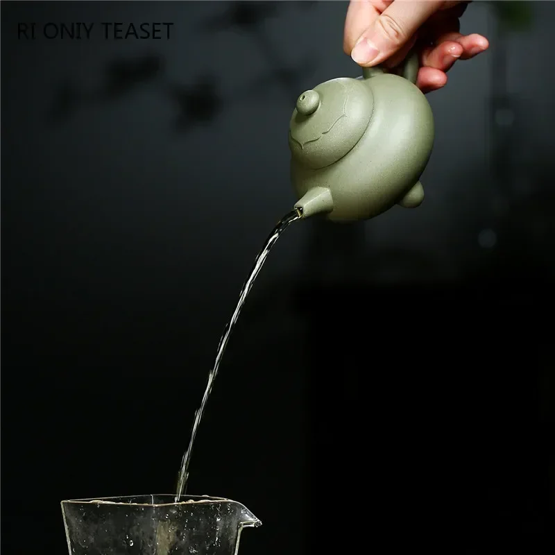 150ml Yixing purple clay teapot, handmade three legged frame shaped original mineral Kung Fu tea set by famous craftsmen