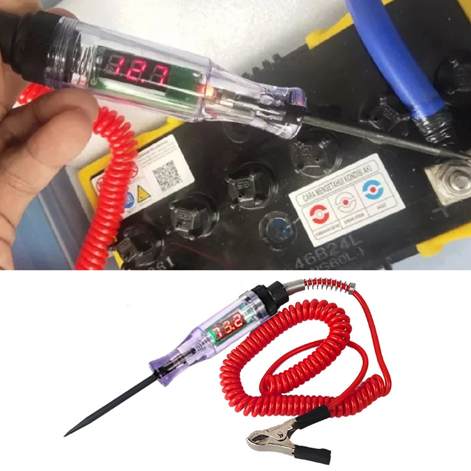 6V 12V 24V 70V DC Car Truck Voltage Circuit Tester Digital Display Long Probe Pen Car Diagnostic Tool High Quality Repair