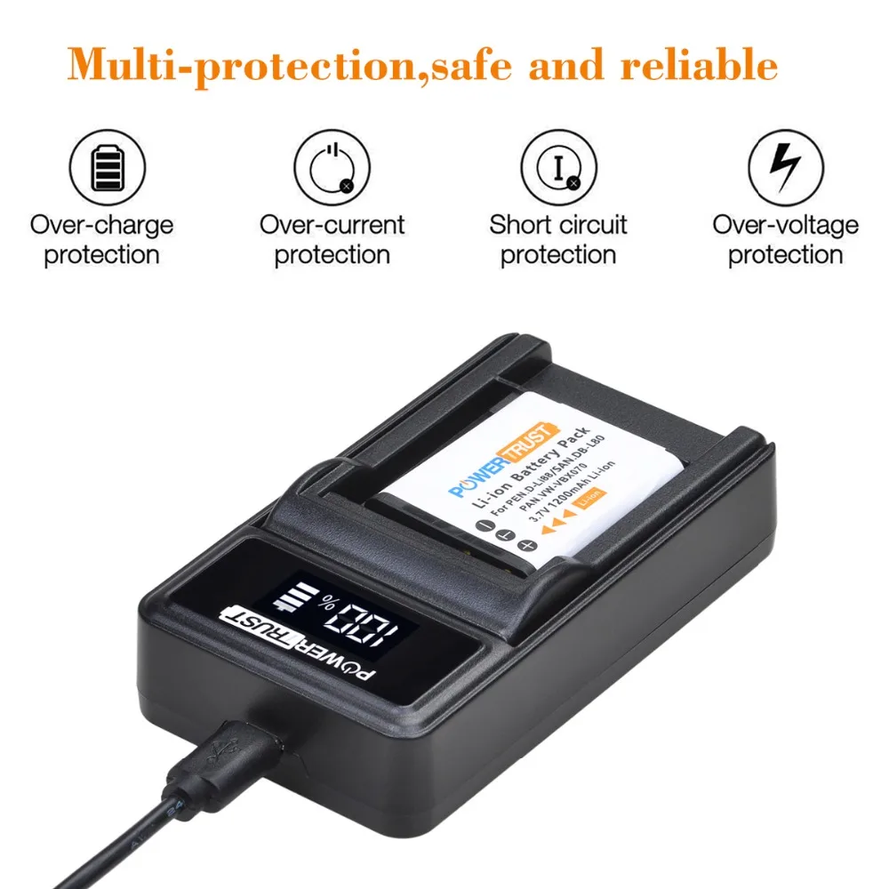 Bateria e Carregador para Sanyo Db-l80 D-li88 Apto para Pentax P70 H90 W90 Ws80 Vpc-cg10 Dmx-cg11 Vpc-cg100 Vpc-cg102 - Image 4