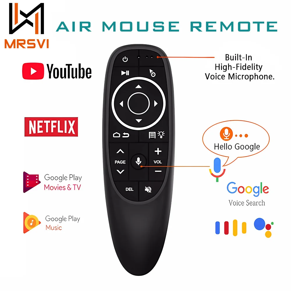 MRSVI G10S PRO 범용 음성 리모컨 2.4G 무선, 백라이트, IR 학습, 자이로스코프 에어 마우스 컨트롤 안드로이드 TV 박스용