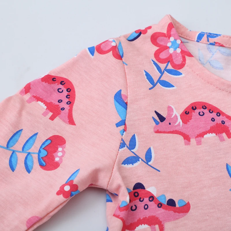 2025 Autumn Spring Children's Clothing Kids Clothes Baby Girls Cartoon Dinosaurs Casual Dress Cotton
