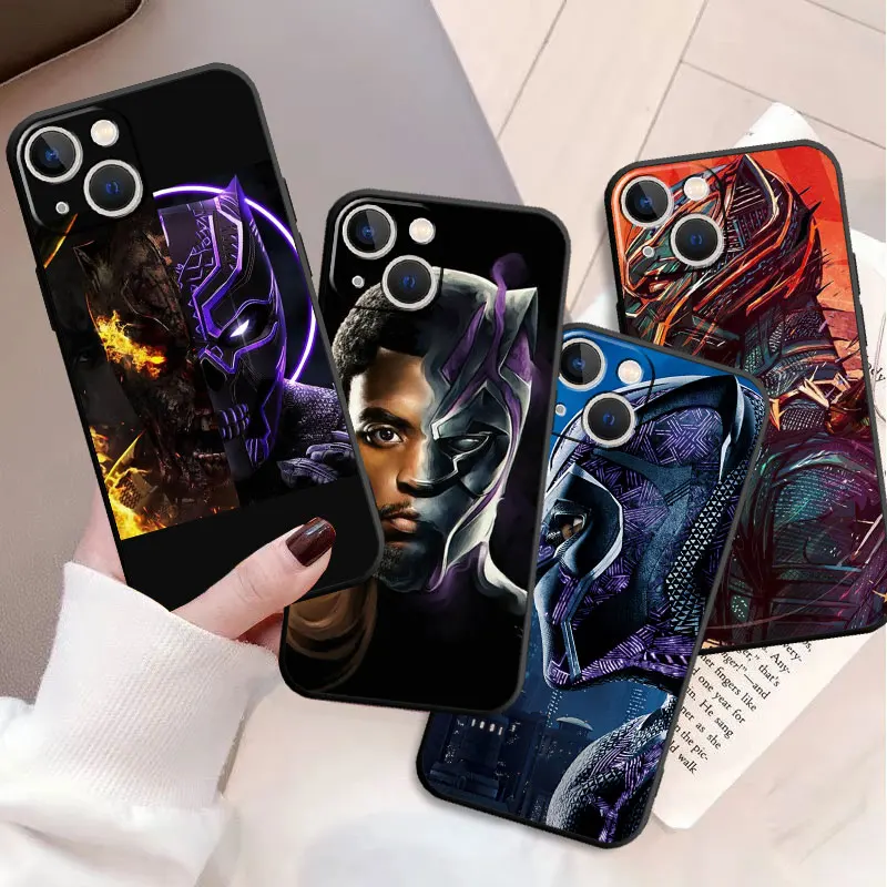 Custodia In Silicone Per Apple Iphone 15 13 12 11 Pro Max 7 8 12Mini Xs Xr X 5 5S Se 6 6S Plus Cover Per Telefono Marvel Black Panther Hero