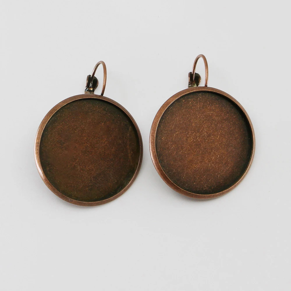 10 Stück 8–25 mm runde plattierte Cabochon-Cameo-Tablett-Einstellungen, Ohrringe, französische Ohrringe mit Hebelverschluss, leere Basis für die Schmuckherstellung – Detail 11