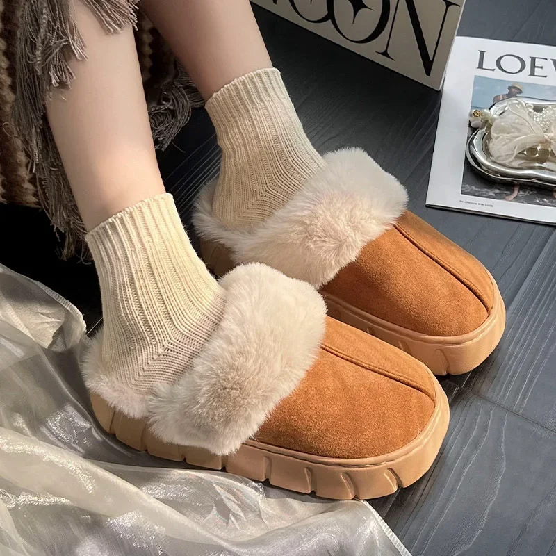 Cozy Indoor Fluffy Slippers with Thick Sole and Soft Fur